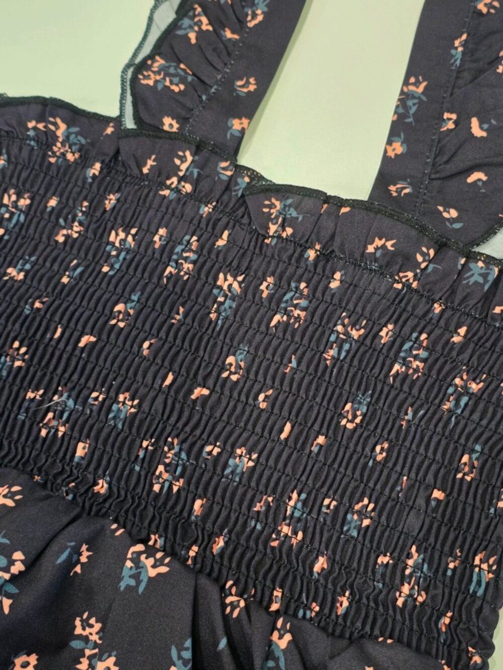 Elladie Kids ✦ Ditsy Floral Sundress ✦ Smocked Ruffle Strap A‑Line Black 5Y NWT - Picture 7 of 9